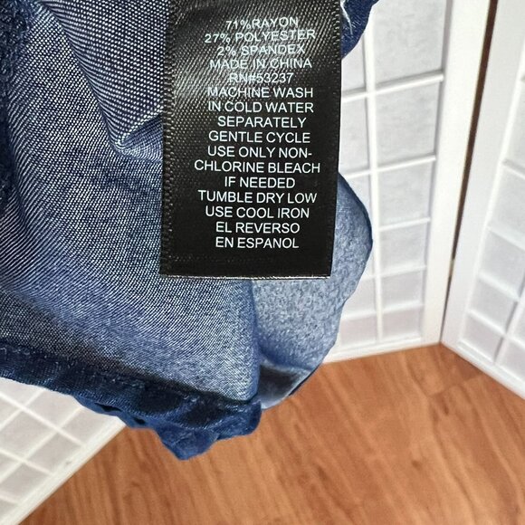 Mlle Gabrielle Navy Blue Shirt Dress, Silver studs and buttons, XL - Picture 7 of 9